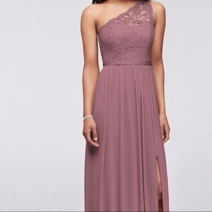 COPY - David’s bridal quartz lace one shoulder dress